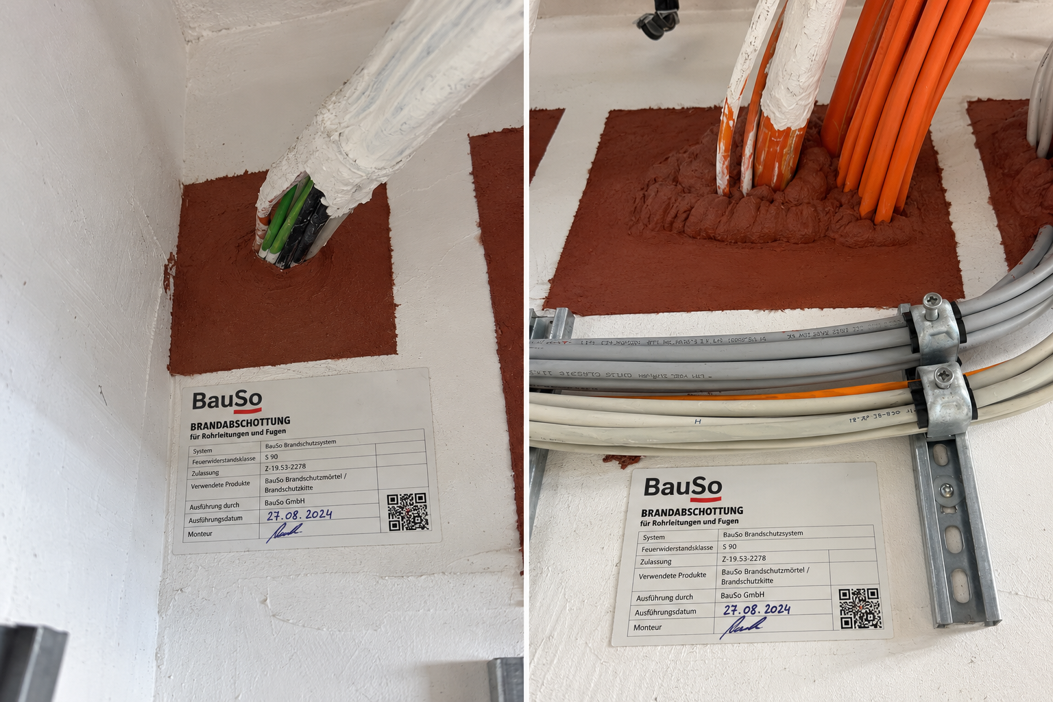 Detail einer ausgeführten Brandabschottung aus dem BauSo Projektbestand