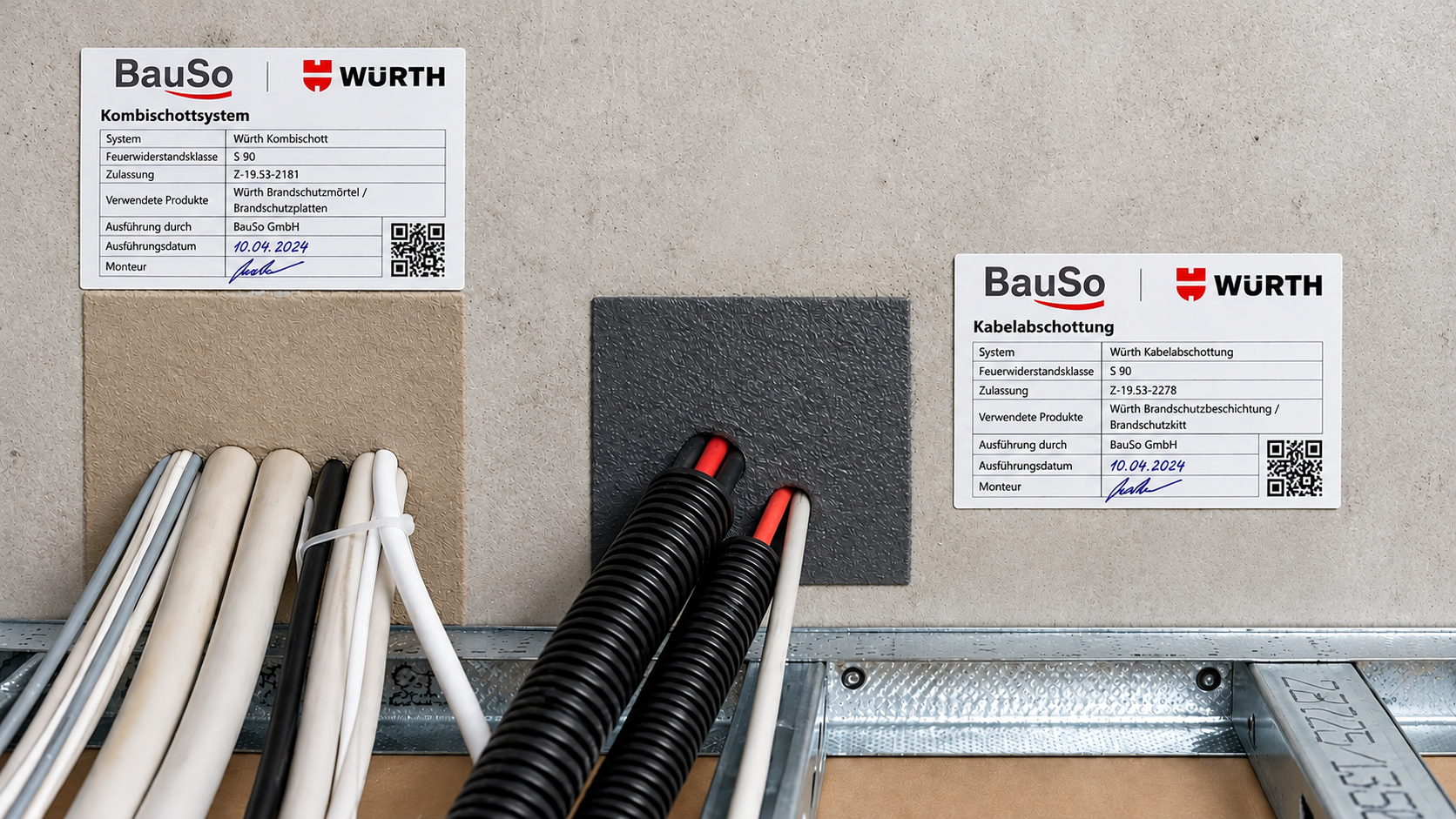 Brandabschottung und Kabeldurchführung aus dem BauSo Projektbestand
